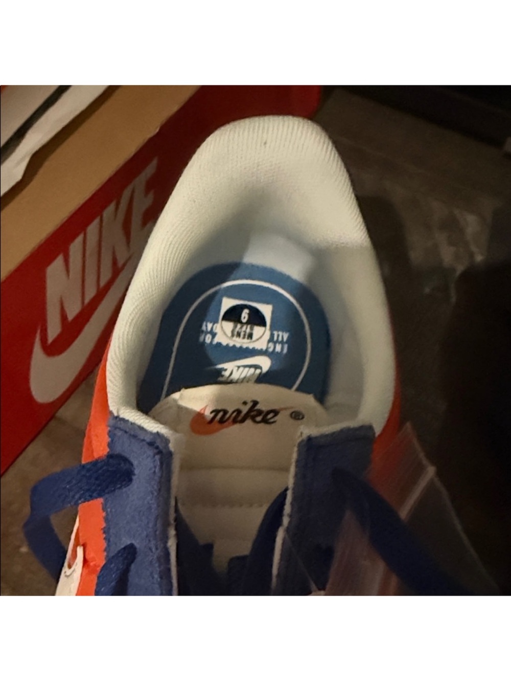 Nike Blue & Orange Suede Swoosh Sneakers 9 men's - Picture 3 of 3
